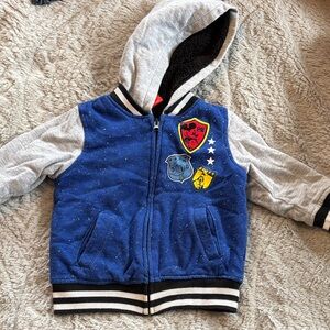 Disney Blue and Gray Kids Hoodie bomber Jacket with Character Badges 2T
